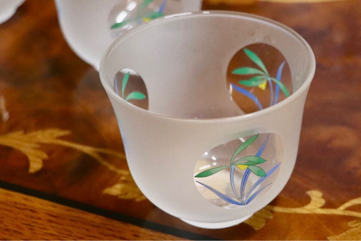 GMGS253○香蘭社 冷茶碗 間取蘭 和食器 5客セット 花柄