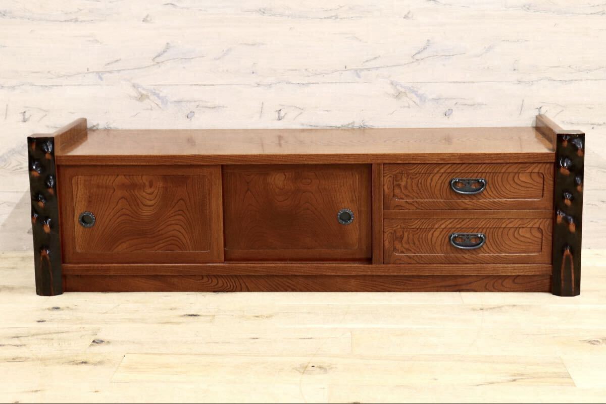 GMIH151○欅材 置き床 飾り棚 花台 ローボード 床の間 和室 茶室 和家具 伝統工芸 和モダン 茶棚 古民家