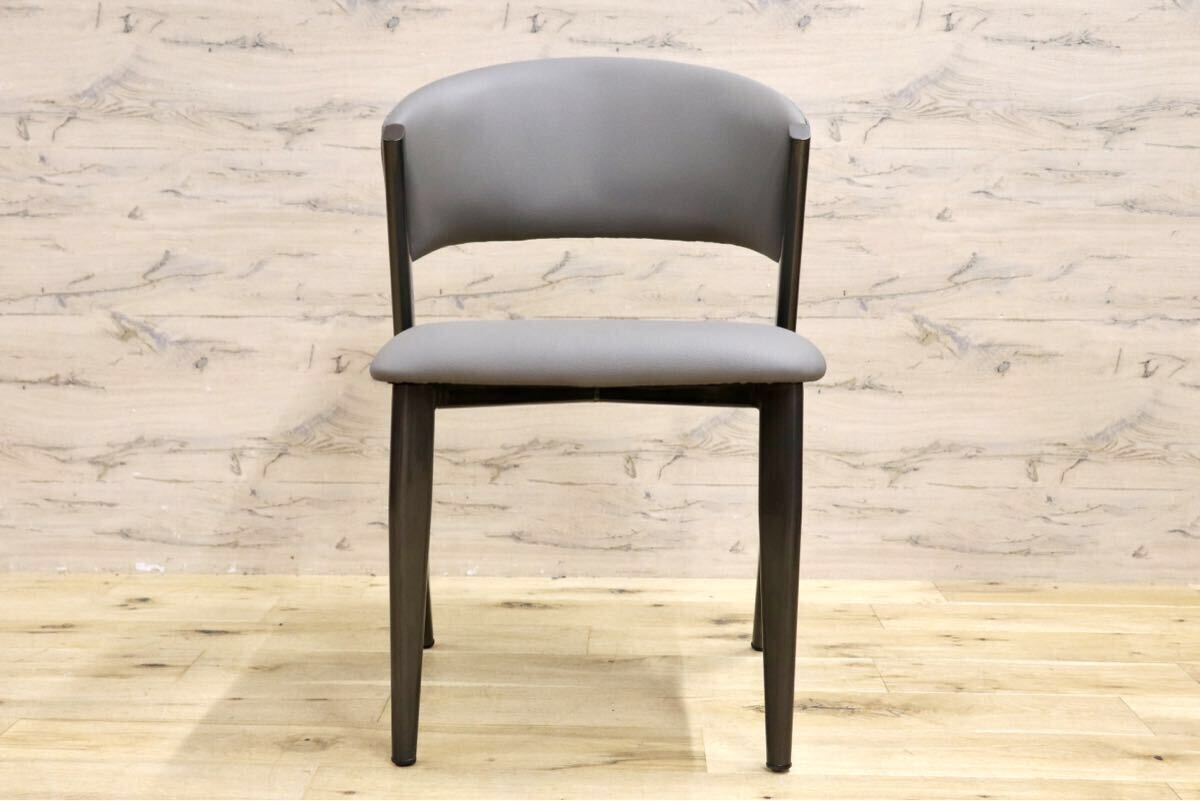 GMIS334E○モダン ダイニングチェア アームレスチェア 椅子 食卓椅子 レザー グレー シンプル スタイリッシュ インテリア 展示品
