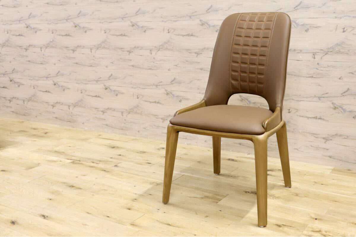 GMIS334F○モダン ダイニングチェア アームレスチェア 椅子 食卓椅子 レザー シンプル ナチュラル インテリア 展示品