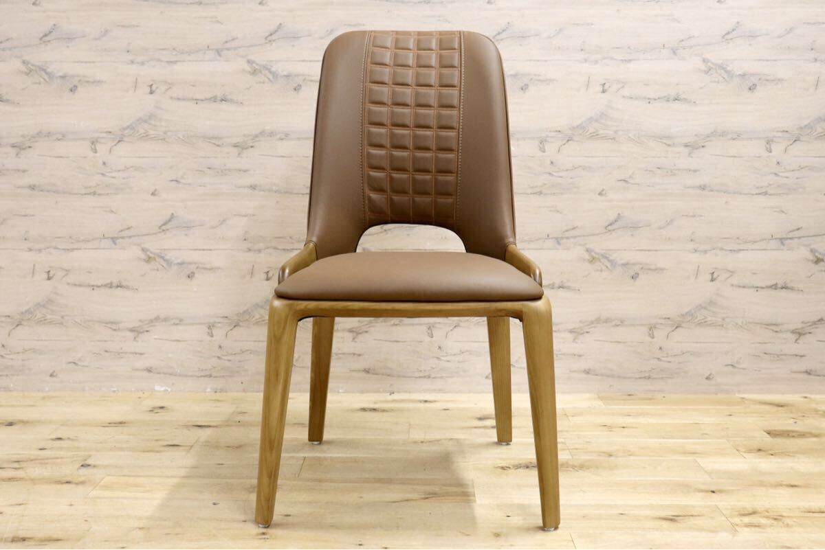 GMIS334F○モダン ダイニングチェア アームレスチェア 椅子 食卓椅子 レザー シンプル ナチュラル インテリア 展示品