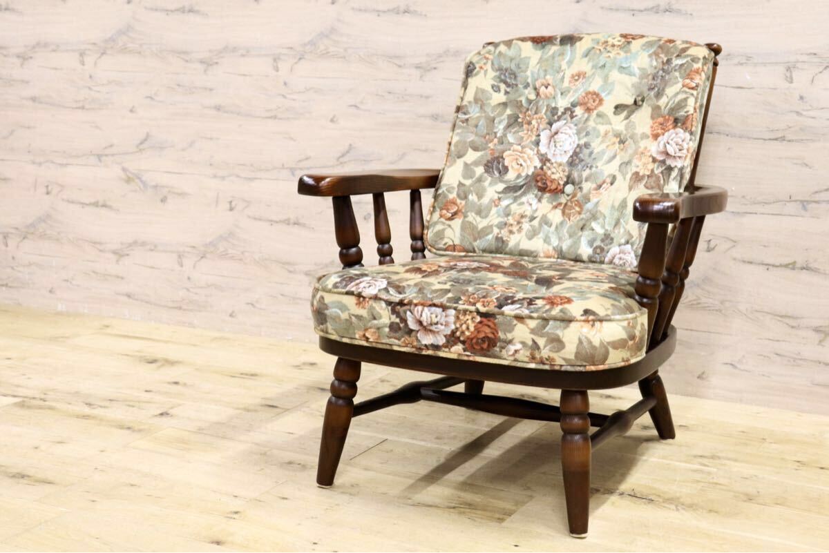 GMIS414D○飛騨産業 / HIDA キツツキ フロンティア アームチェア 椅子 1人掛けソファ ラウンジチェア 廃番 オールド カントリー 稀少