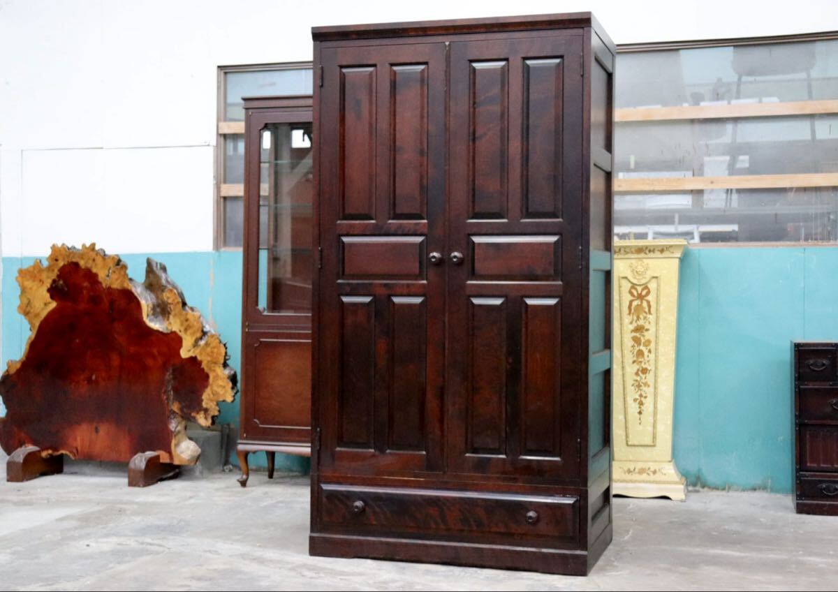 GMHH449C○北海道民芸家具 ワードローブ クローゼット 洋服タンス 樺材 無垢 和家具 和室 和モダン 古民家