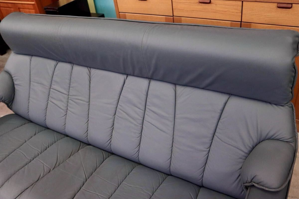 GMIH9○冨士ファニチア / FUJI FURNITURE 3人掛けソファ トリプルソファ 長椅子 3シーター 本革 国産家具 ヴィンテージ