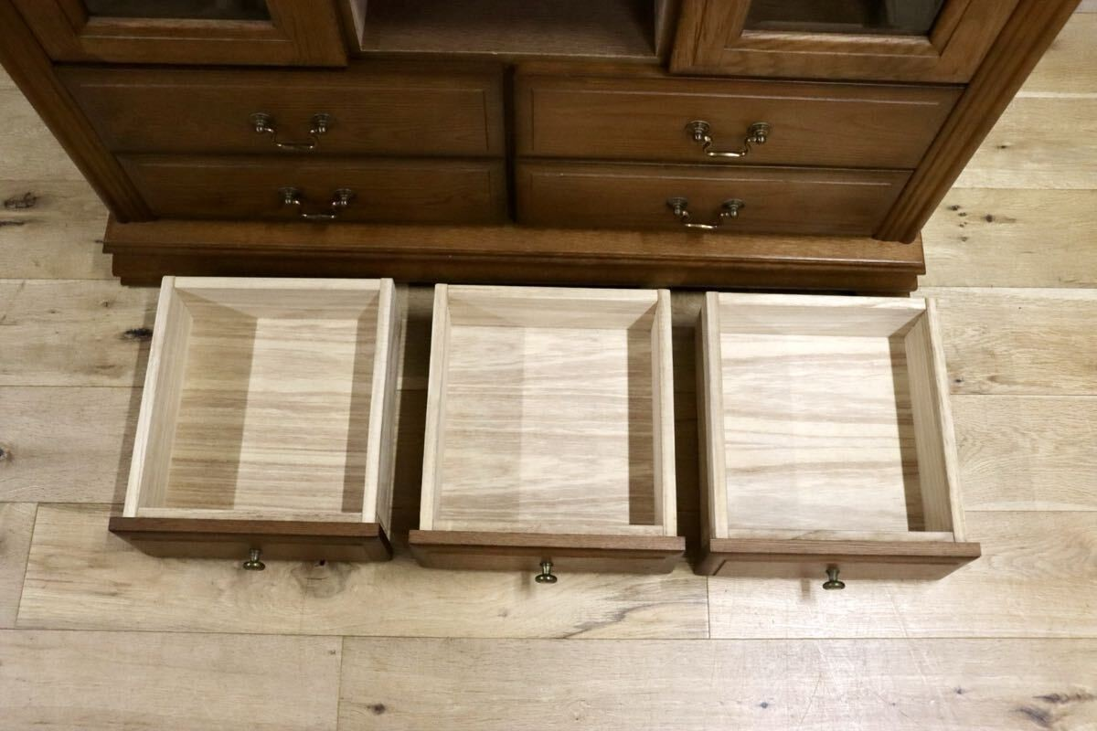 GMIS344○大雪木工 エバンシー サイドボード キャビネット リビングボード 飾り棚 収納家具 楢材 旭川家具