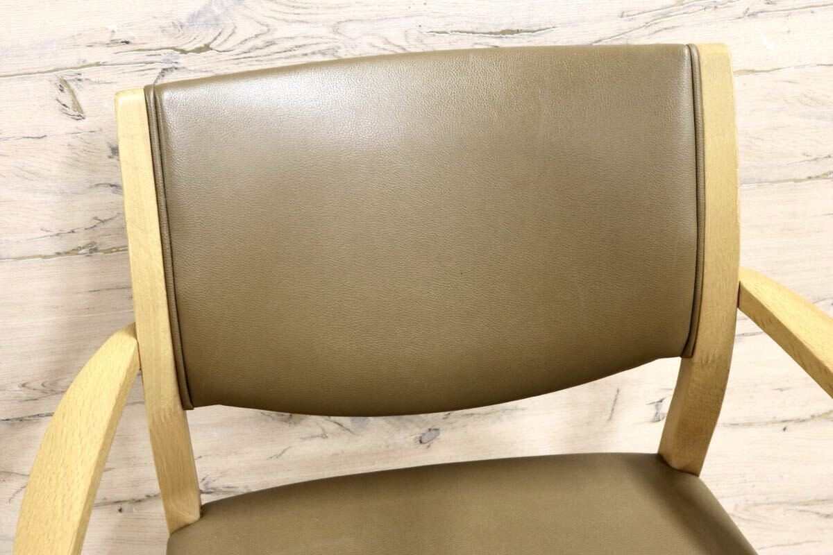 GMIK641A○浜本工芸 / HAMAMOTO ダイニングチェア 肘付き アームチェア 椅子 楢材 無垢 合皮 モダン