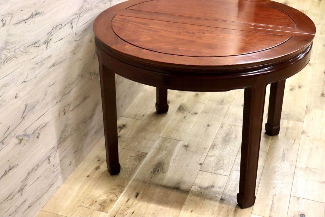 GMFK24○唐木家具 花梨材 ダイニングテーブル ラウンドテーブル 丸テーブル 作業台 無垢 高級家具 レトロ ヴィンテージ