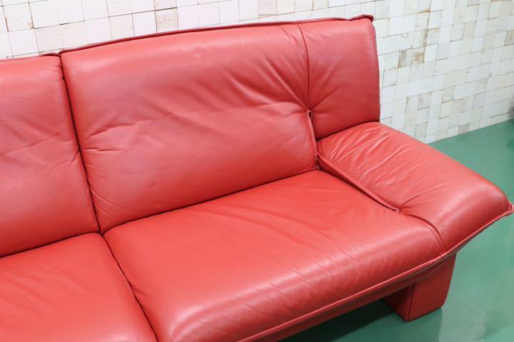 GMFS13○NICOLETTI / ニコレッティ Ambassador アンバサダー 3人掛けソファ トリプルソファ 総革 赤 イタリアモダン 参考定価約65万