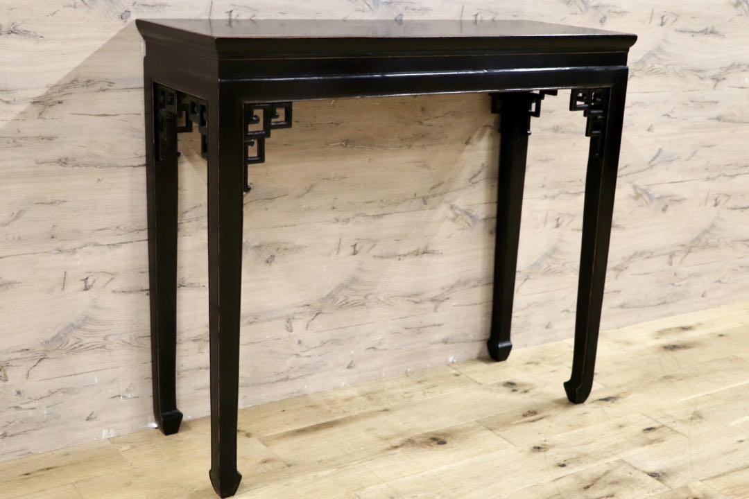 GMHK877○中国美術 アンティーク コンソール テーブル 花台 飾り台 オリエンタル 木製 民芸