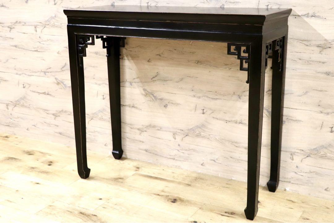 GMHK877○中国美術 アンティーク コンソール テーブル 花台 飾り台 オリエンタル 木製 民芸