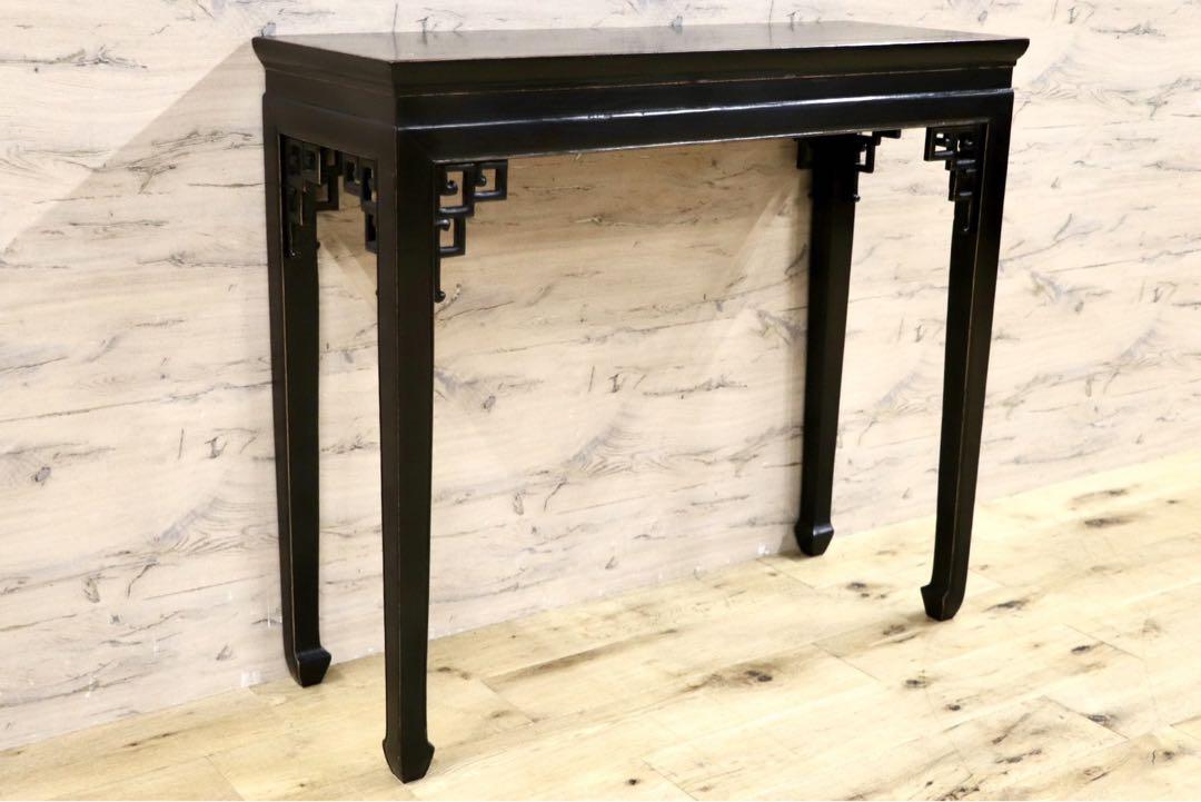 GMHK877○中国美術 アンティーク コンソール テーブル 花台 飾り台 オリエンタル 木製 民芸