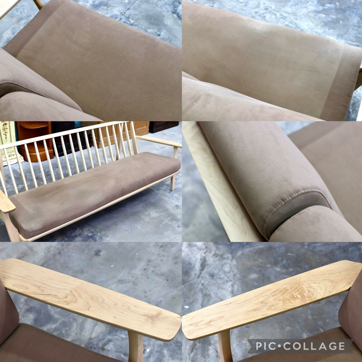 GMIK704○karimoku / カリモク WU6153 3人掛けソファ トリプルソファ ピュアメープル 布張り 長椅子 国産家具 約39万 展示品