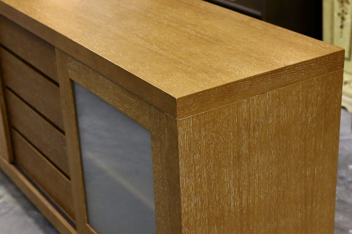 GMIK703○Crate & Barrel / クレートアンドバレル 最高級 サイドボード リビングボード キッチンボード オーク材 アメリカ モダン