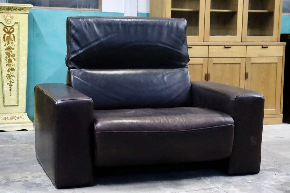 GMIS443○KOINOR / コイノール 1人掛けソファ シングルソファ アームチェア 本革 ダークブラウン ドイツ 最高級 ヴィンテージ クラシック