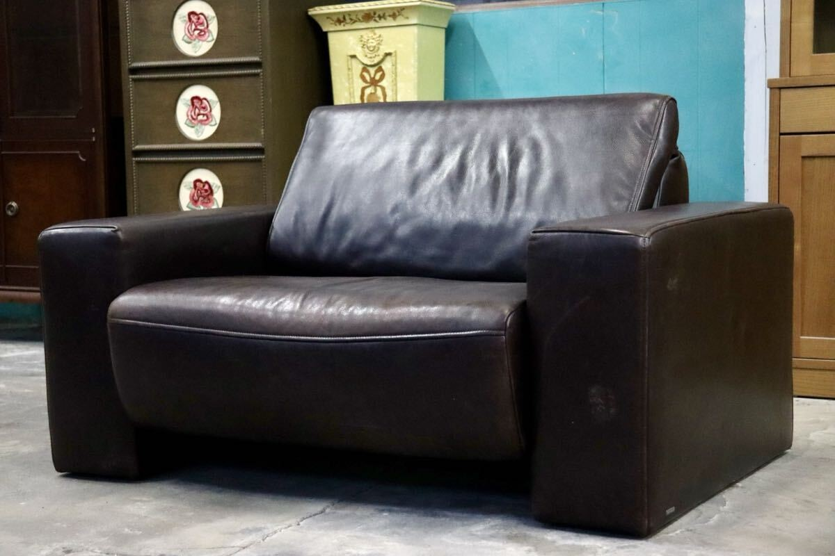 GMIS443○KOINOR / コイノール 1人掛けソファ シングルソファ アームチェア 本革 ダークブラウン ドイツ 最高級 ヴィンテージ クラシック