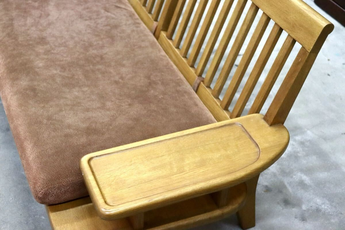 GMIK817○和モダン 2人掛けソファ ラブソファ 長椅子 ファブリック 天然木 ナチュラル