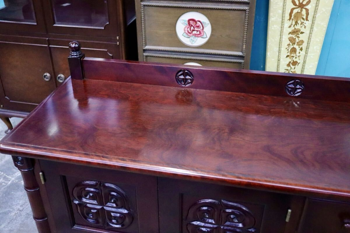 GMIK810A○モリシゲ / MORISHIGE サイドボード リビングボード 飾り棚 キャビネット チェスト オリーブ印 レトロ アンティーク