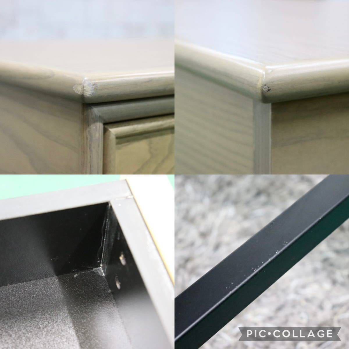 GMFS399D○アンティーク調 コンソールテーブル 飾り棚 店舗什器 作業台 カウンターテーブル スチールレッグ オーク調 インダストリアル