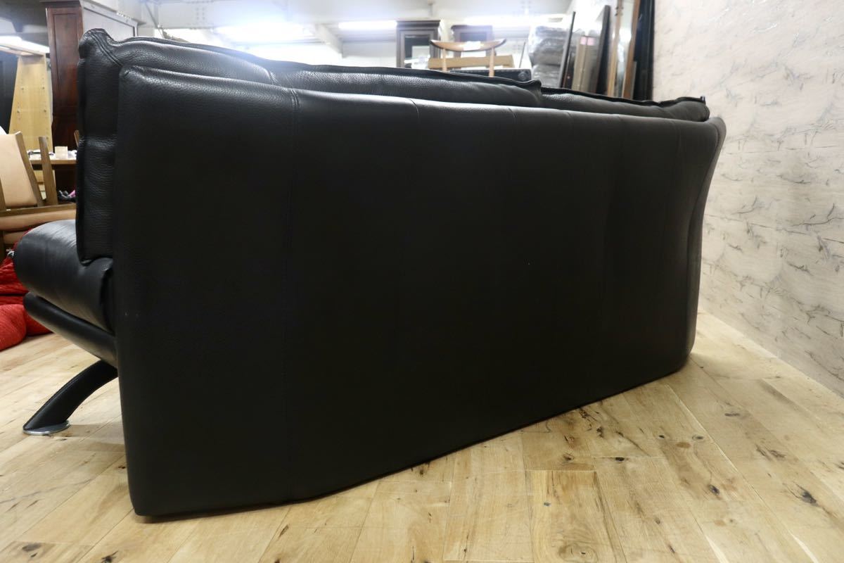 GMGN17○NICOLETTI / ニコレッティ Dream 2.5人掛けソファ ラブソファ 黒 本革 イタリア モダン 高級家具 定価約63万 美品