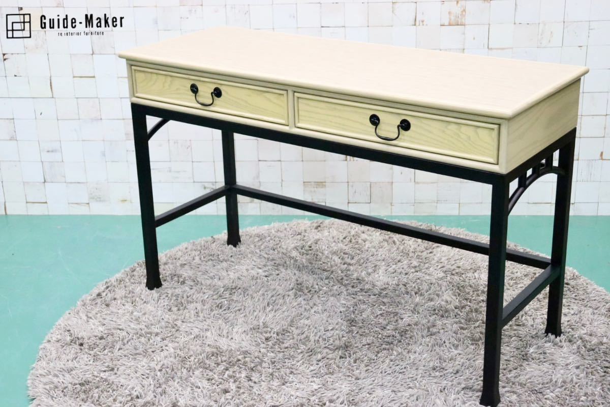 GMFS399D○アンティーク調 コンソールテーブル 飾り棚 店舗什器 作業台 カウンターテーブル スチールレッグ オーク調 インダストリアル