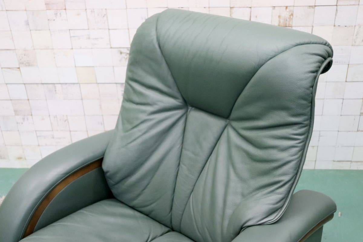 GMFS408E○冨士ファニチア / FUJI FANITURE 1人掛けソファ シングルソファ リクライニングソファ 本革 グリーン モダン 国産家具