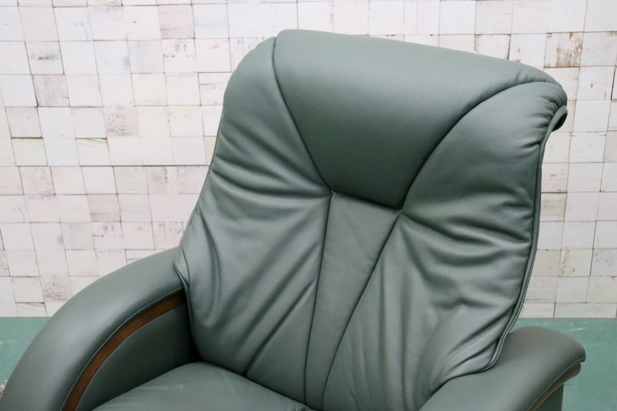 GMFS408B○冨士ファニチア / FUJI FANITURE 1人掛けソファ シングルソファ リクライニングソファ 本革 グリーン モダン 国産家具