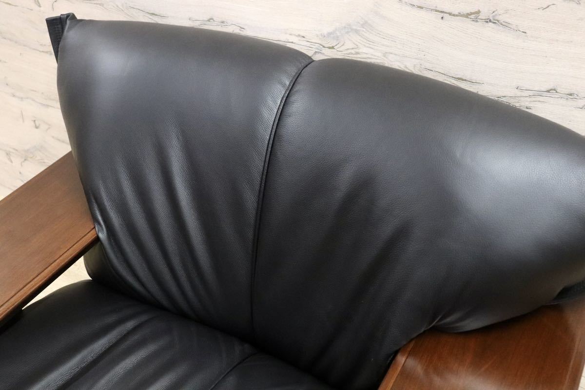 GMGN27B○MORISHIGE / モリシゲ Gアーク 1人掛けソファ シングルソファ 黒 本革 IDC大塚家具 定価約32万 展示品