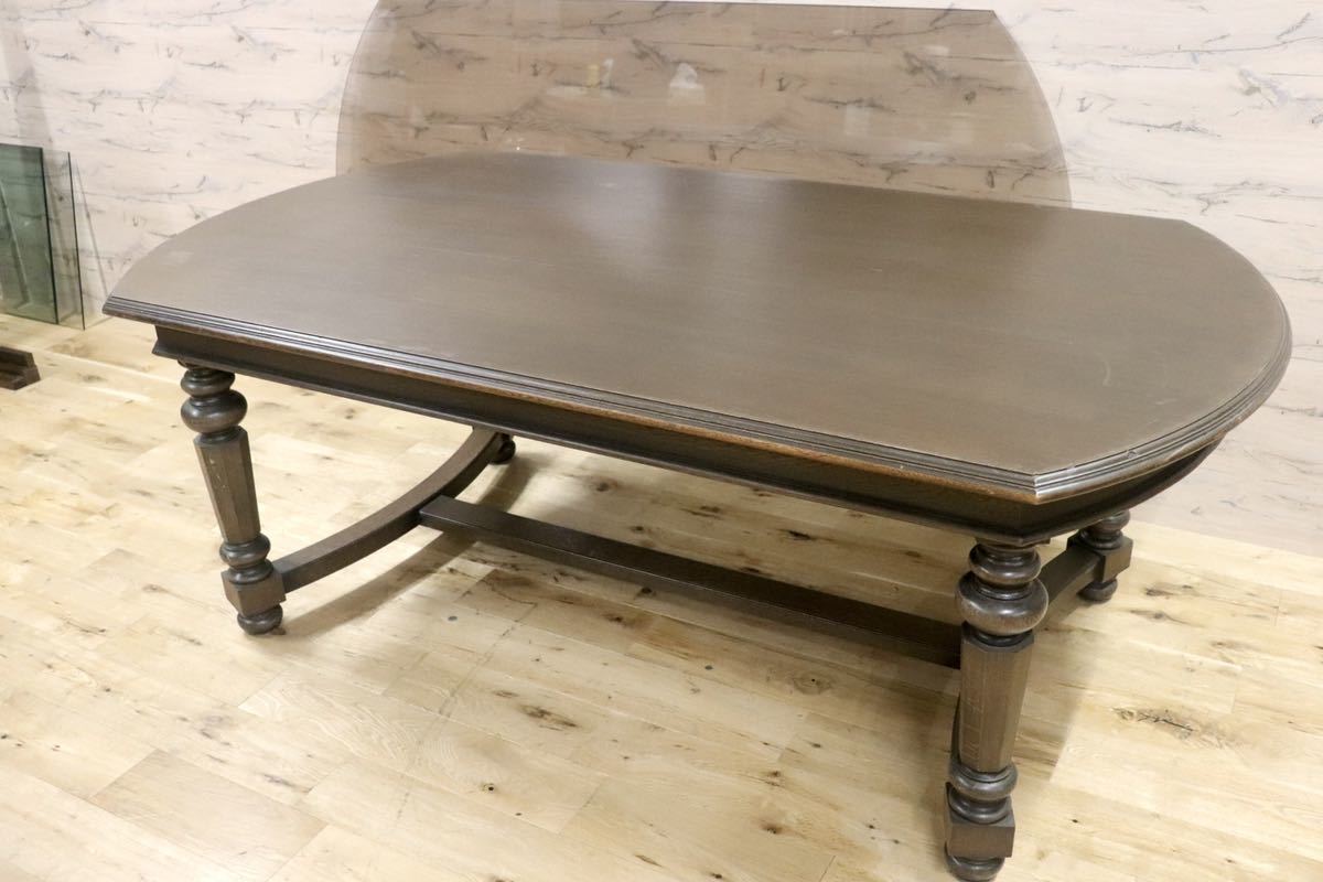 GMFS412○神戸家具 洋家具 ダイニングテーブル 食卓テーブル 楢材 無垢 クラシック ヴィンテージ 作業台 店舗什器