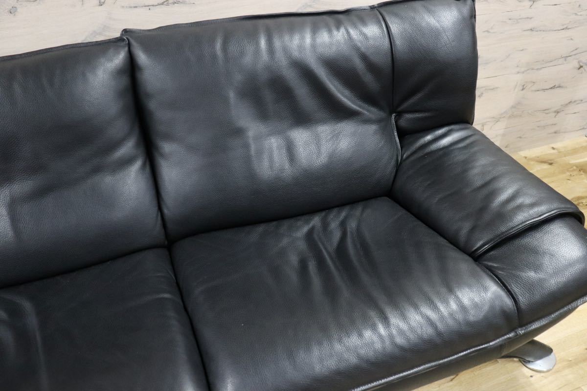 GMGN17○NICOLETTI / ニコレッティ Dream 2.5人掛けソファ ラブソファ 黒 本革 イタリア モダン 高級家具 定価約63万 美品