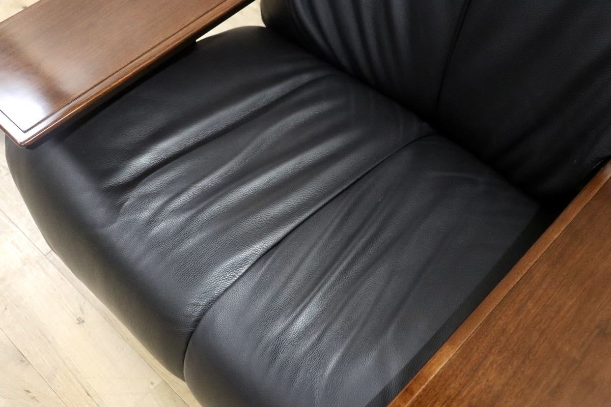 GMGN27B○MORISHIGE / モリシゲ Gアーク 1人掛けソファ シングルソファ 黒 本革 IDC大塚家具 定価約32万 展示品