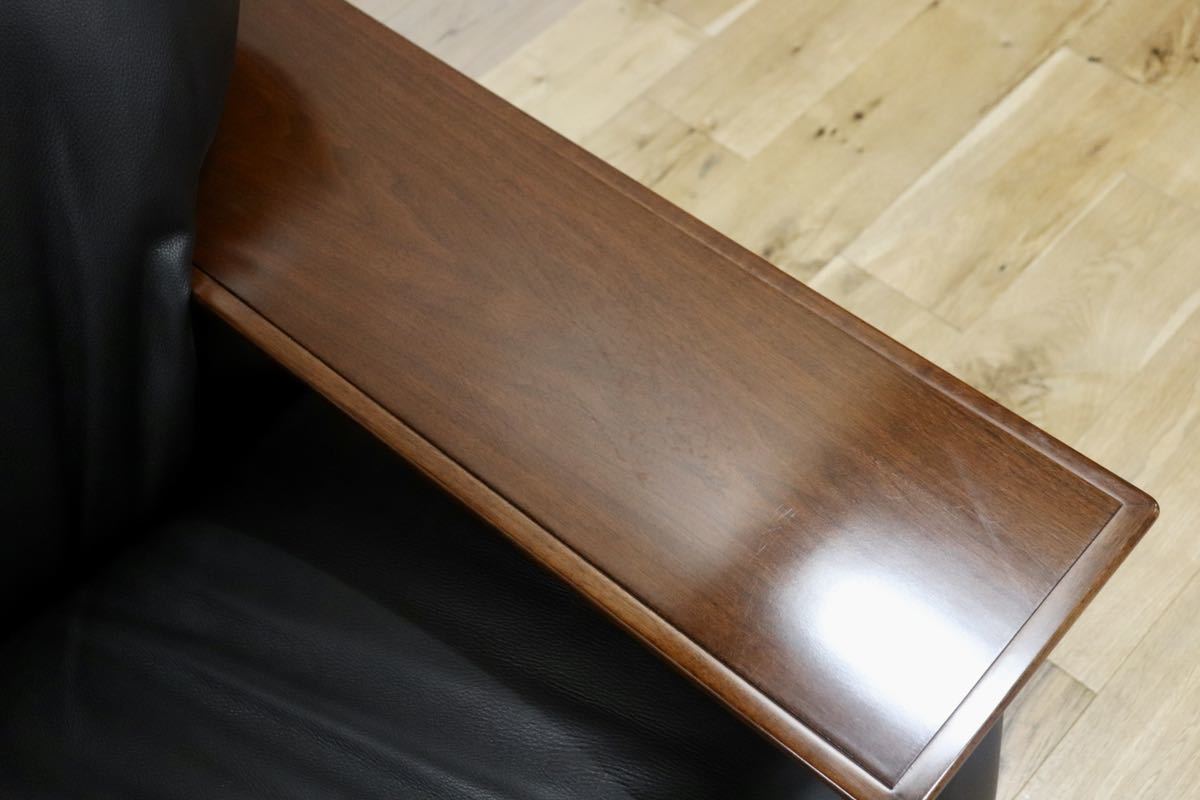 GMGN27A○MORISHIGE / モリシゲ Gアーク 1人掛けソファ シングルソファ 黒 本革 IDC大塚家具 定価約32万 展示品