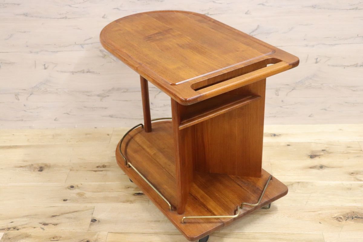GMFN326○北欧ヴィンテージ サービスワゴン 配膳ワゴン コーヒーテーブル ラック サイドテーブル チーク材 北欧スタイル