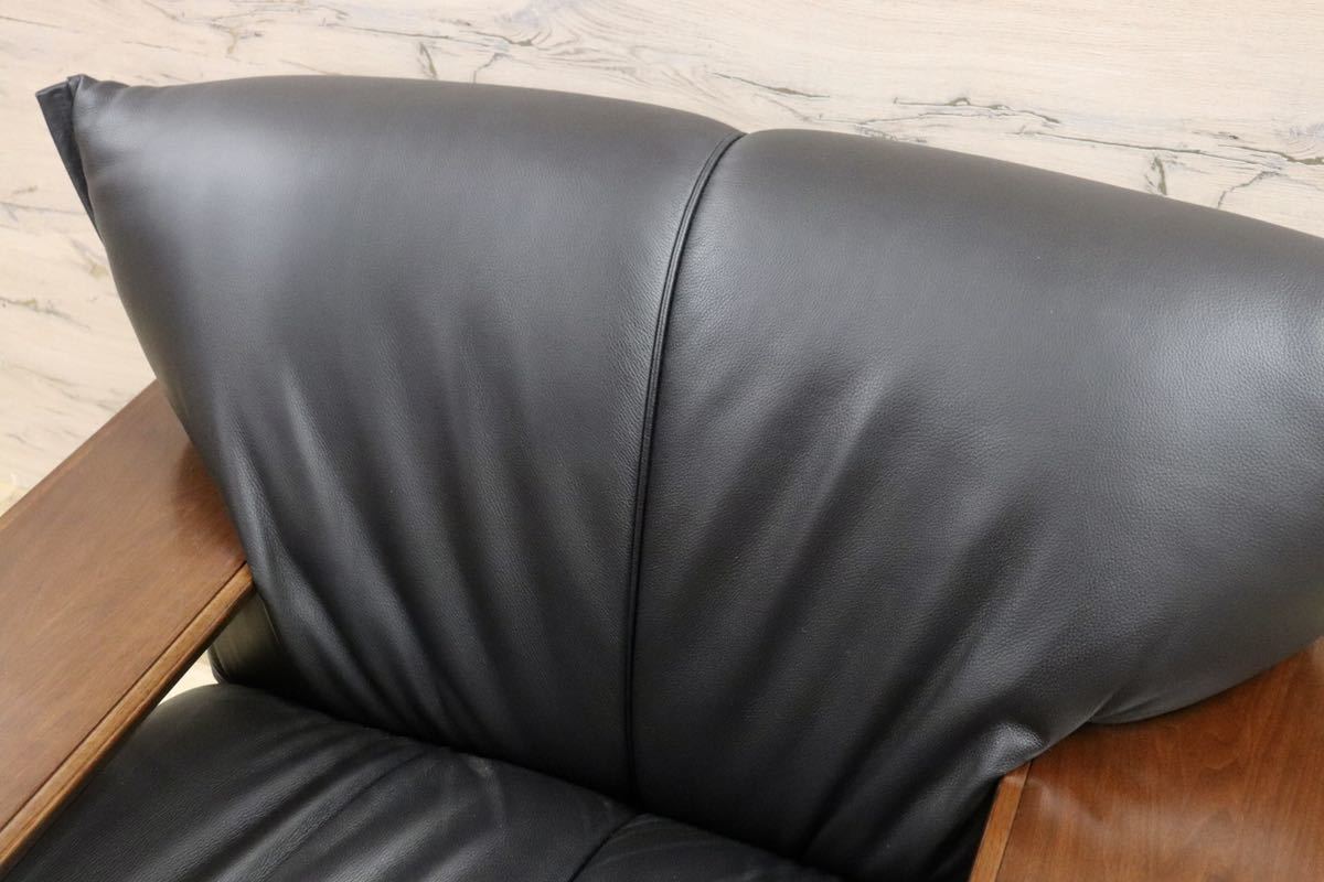 GMGN27A○MORISHIGE / モリシゲ Gアーク 1人掛けソファ シングルソファ 黒 本革 IDC大塚家具 定価約32万 展示品