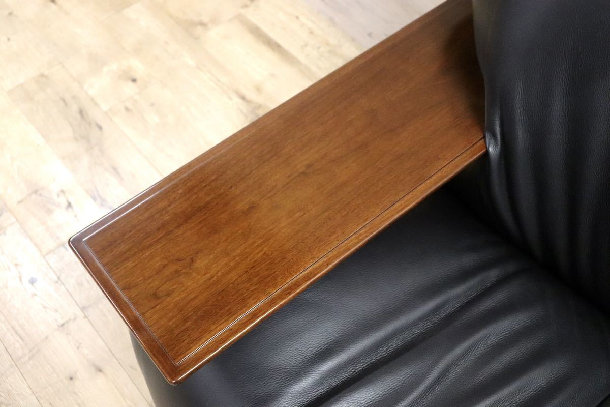 GMGN27B○MORISHIGE / モリシゲ Gアーク 1人掛けソファ シングルソファ 黒 本革 IDC大塚家具 定価約32万 展示品