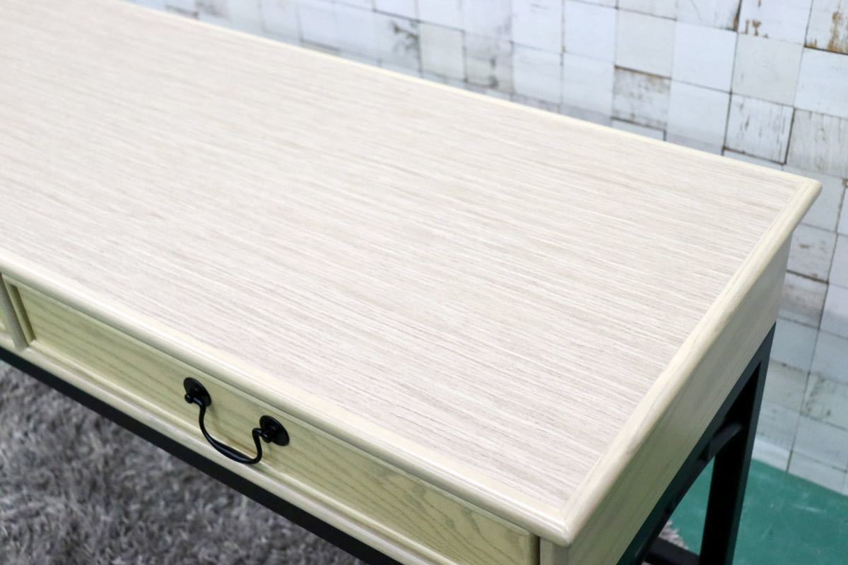 GMFS399D○アンティーク調 コンソールテーブル 飾り棚 店舗什器 作業台 カウンターテーブル スチールレッグ オーク調 インダストリアル