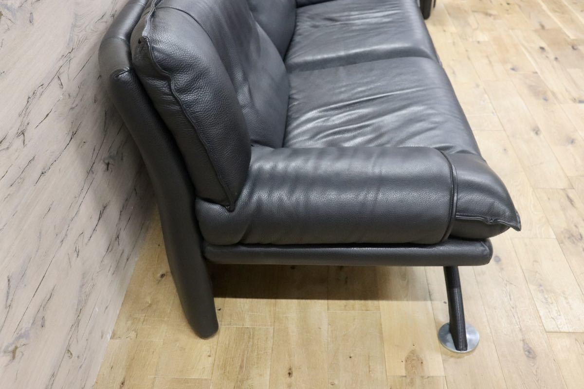 GMGN17○NICOLETTI / ニコレッティ Dream 2.5人掛けソファ ラブソファ 黒 本革 イタリア モダン 高級家具 定価約63万 美品