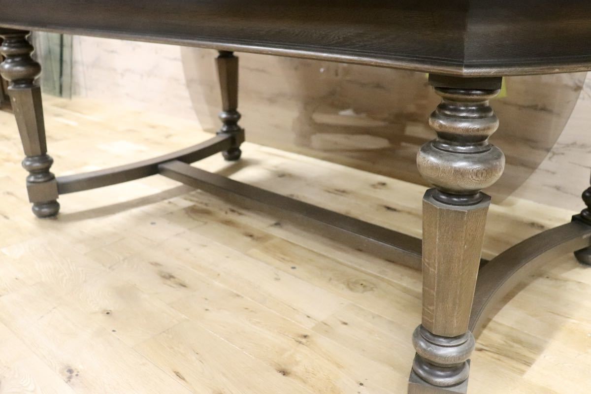 GMFS412○神戸家具 洋家具 ダイニングテーブル 食卓テーブル 楢材 無垢 クラシック ヴィンテージ 作業台 店舗什器