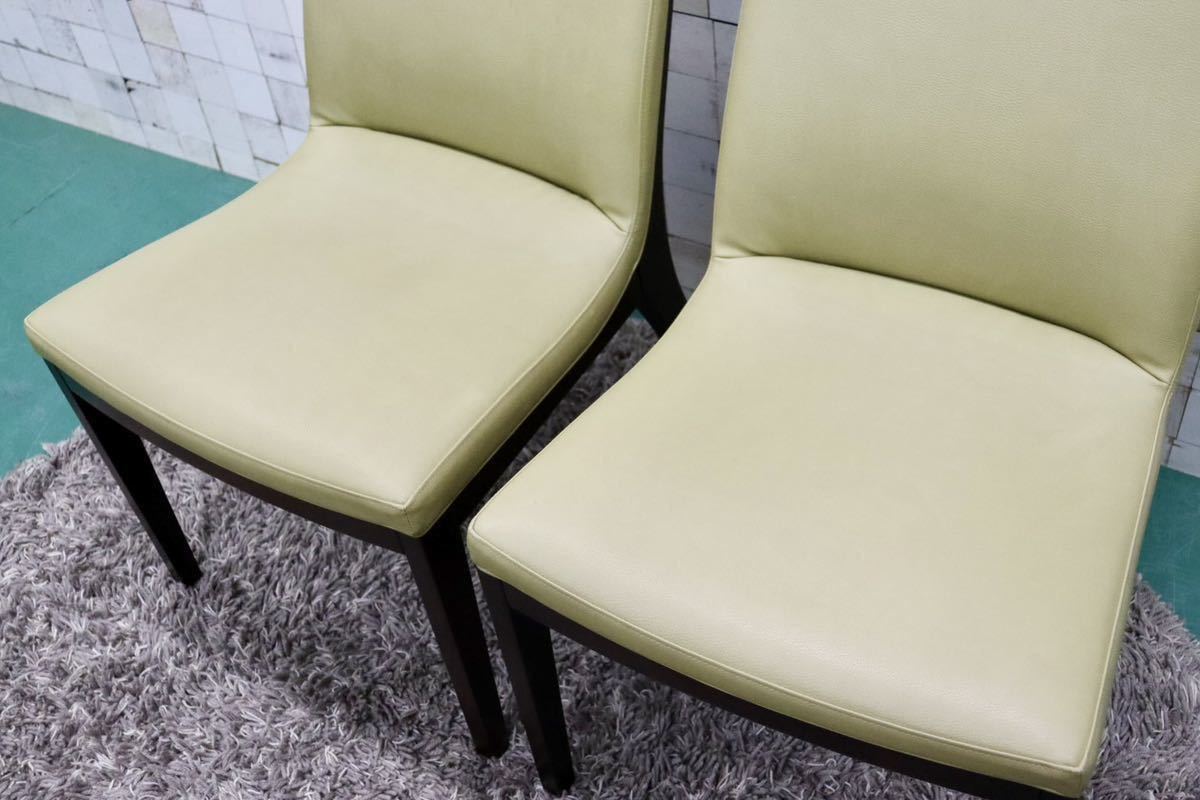 GMFS395A○Chitano / チターノ karimoku カリモク ダイニングチェア アームレスチェア 椅子 2脚セット 合皮 枯草色 モダン 国産家具