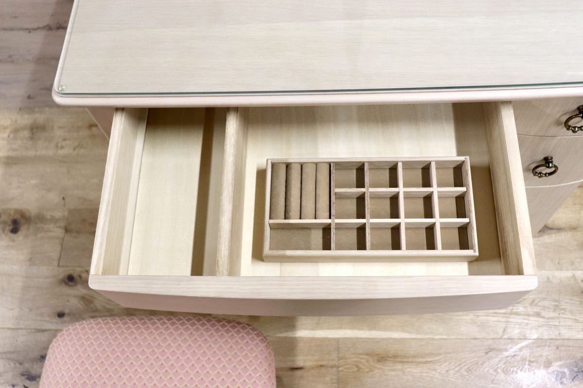 GMFN325○インテリア丸萬 Poem ポエム 三面鏡ドレッサー ドレッサー 鏡台 化粧台 ブナ材 スツール 定価約10万