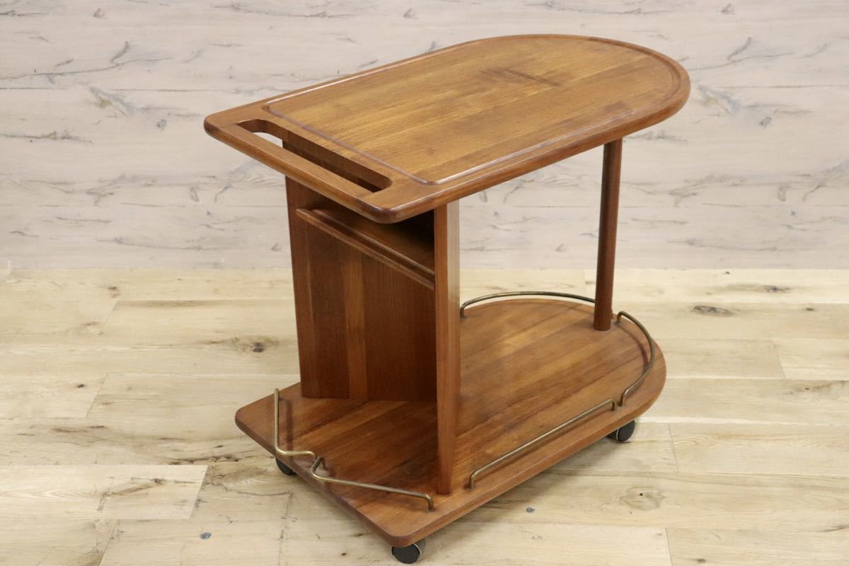 GMFN326○北欧ヴィンテージ サービスワゴン 配膳ワゴン コーヒーテーブル ラック サイドテーブル チーク材 北欧スタイル
