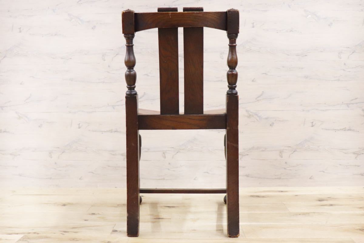 GMFS401A○英国 アンティーク ダイニングチェア 椅子 本革 レザー 飾り棚 彫刻 輸入家具 クラシック ヴィンテージ