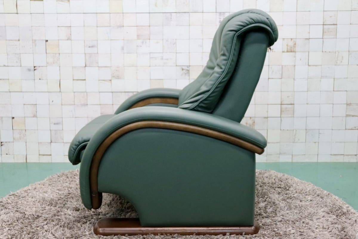 GMFS408B○冨士ファニチア / FUJI FANITURE 1人掛けソファ シングルソファ リクライニングソファ 本革 グリーン モダン 国産家具