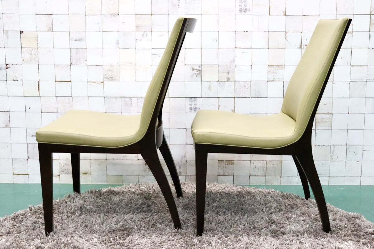 GMFS395A○Chitano / チターノ karimoku カリモク ダイニングチェア アームレスチェア 椅子 2脚セット 合皮 枯草色 モダン 国産家具