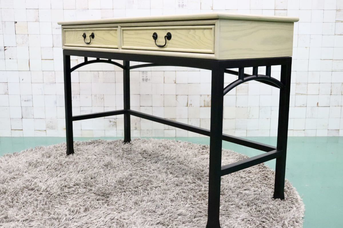 GMFS399D○アンティーク調 コンソールテーブル 飾り棚 店舗什器 作業台 カウンターテーブル スチールレッグ オーク調 インダストリアル