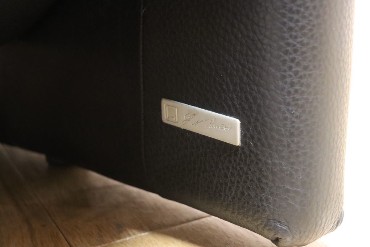 GMGN17○NICOLETTI / ニコレッティ Dream 2.5人掛けソファ ラブソファ 黒 本革 イタリア モダン 高級家具 定価約63万 美品