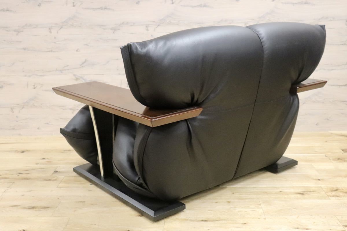 GMGN27B○MORISHIGE / モリシゲ Gアーク 1人掛けソファ シングルソファ 黒 本革 IDC大塚家具 定価約32万 展示品