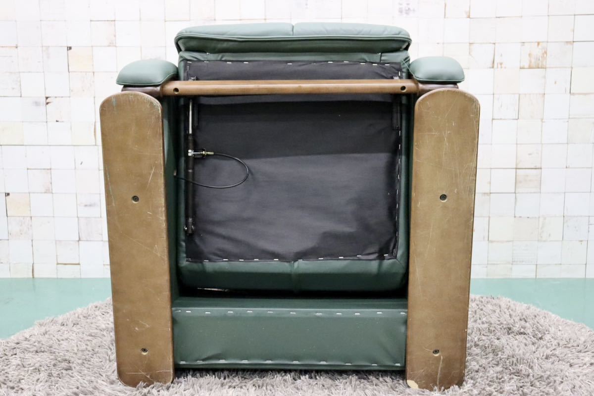 GMFS408B○冨士ファニチア / FUJI FANITURE 1人掛けソファ シングルソファ リクライニングソファ 本革 グリーン モダン 国産家具