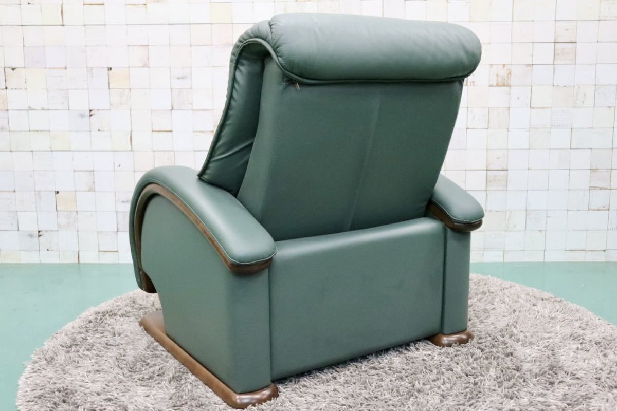 GMFS408E○冨士ファニチア / FUJI FANITURE 1人掛けソファ シングルソファ リクライニングソファ 本革 グリーン モダン 国産家具