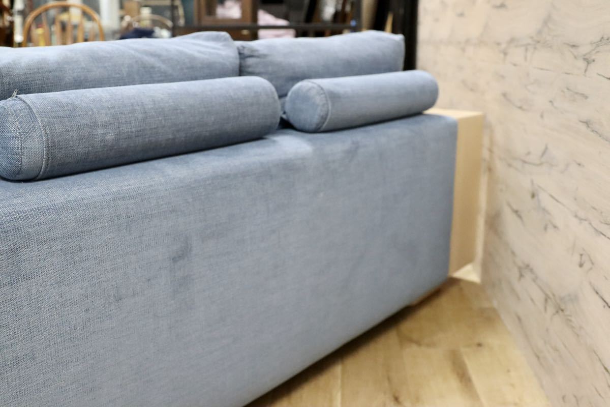 GMFN318○estic / エスティック formax フォルマックス WONDERⅡ 3人掛けソファ トリプルソファ 水色 定価約55万 美品