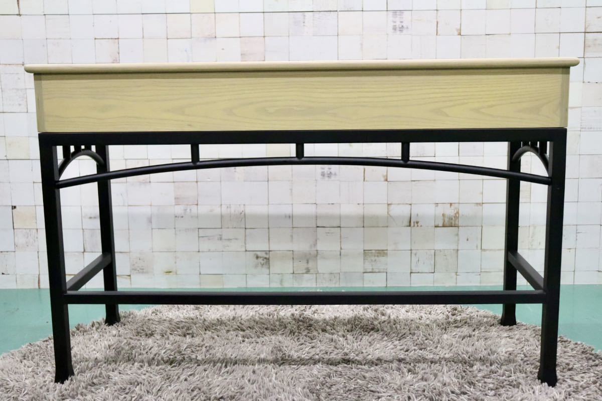 GMFS399D○アンティーク調 コンソールテーブル 飾り棚 店舗什器 作業台 カウンターテーブル スチールレッグ オーク調 インダストリアル
